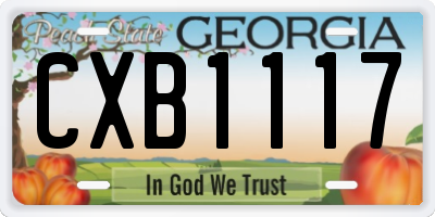 GA license plate CXB1117