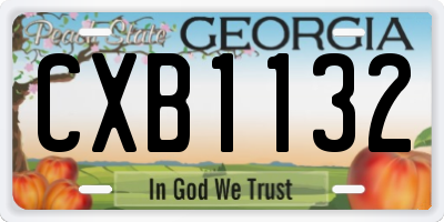 GA license plate CXB1132