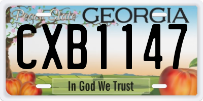 GA license plate CXB1147