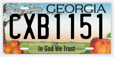GA license plate CXB1151