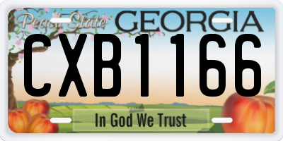 GA license plate CXB1166