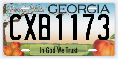GA license plate CXB1173