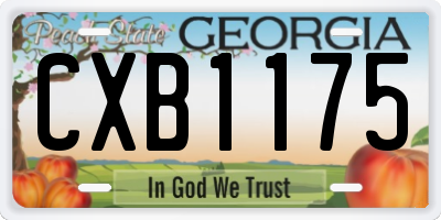 GA license plate CXB1175