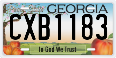 GA license plate CXB1183