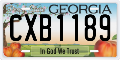 GA license plate CXB1189
