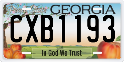 GA license plate CXB1193