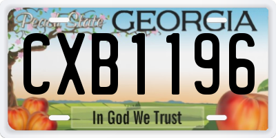 GA license plate CXB1196