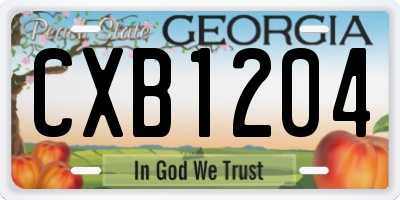 GA license plate CXB1204