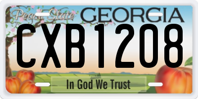 GA license plate CXB1208