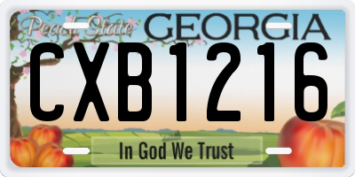 GA license plate CXB1216