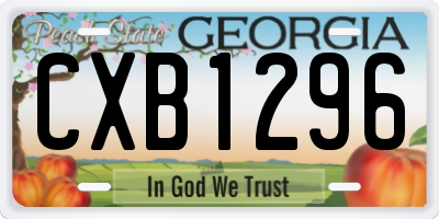 GA license plate CXB1296
