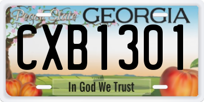 GA license plate CXB1301