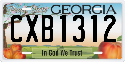 GA license plate CXB1312