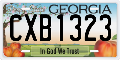 GA license plate CXB1323