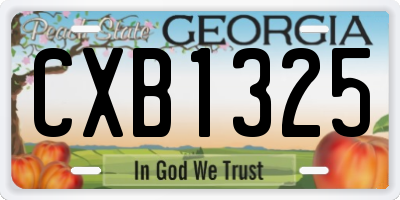 GA license plate CXB1325