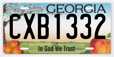 GA license plate CXB1332