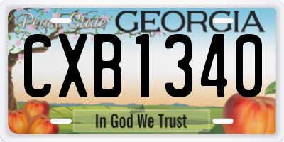 GA license plate CXB1340