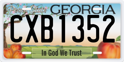 GA license plate CXB1352