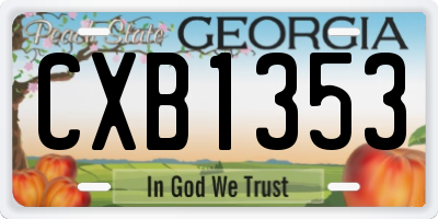 GA license plate CXB1353