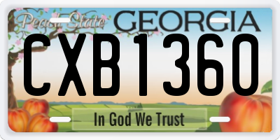 GA license plate CXB1360