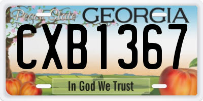 GA license plate CXB1367