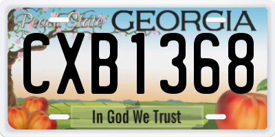 GA license plate CXB1368