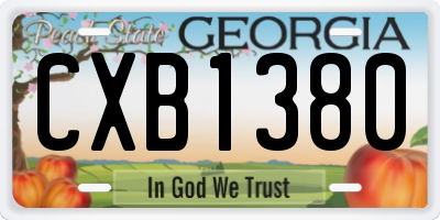 GA license plate CXB1380