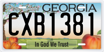 GA license plate CXB1381