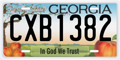 GA license plate CXB1382