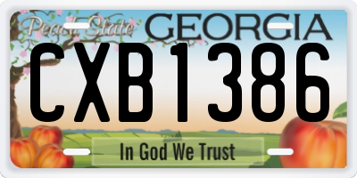 GA license plate CXB1386