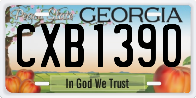 GA license plate CXB1390