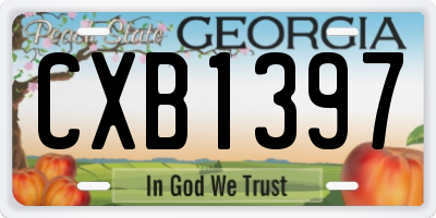 GA license plate CXB1397