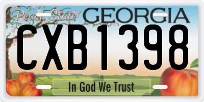 GA license plate CXB1398
