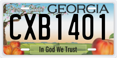 GA license plate CXB1401