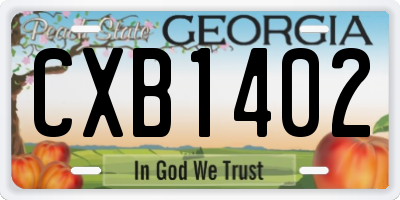 GA license plate CXB1402
