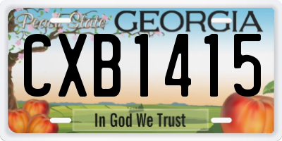 GA license plate CXB1415
