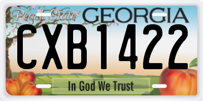 GA license plate CXB1422