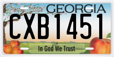 GA license plate CXB1451