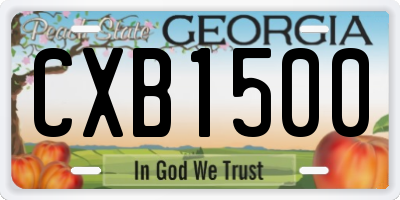 GA license plate CXB1500