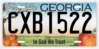 GA license plate CXB1522