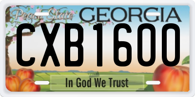 GA license plate CXB1600