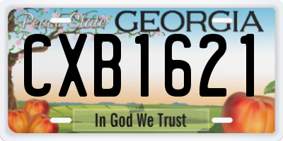 GA license plate CXB1621