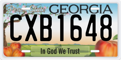 GA license plate CXB1648