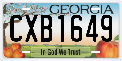 GA license plate CXB1649