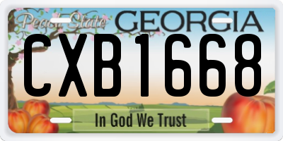 GA license plate CXB1668