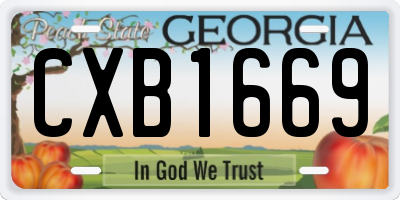 GA license plate CXB1669