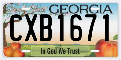 GA license plate CXB1671