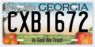 GA license plate CXB1672