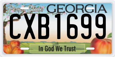 GA license plate CXB1699