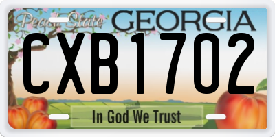 GA license plate CXB1702